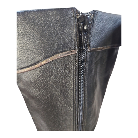 Nina Dolls Black Leather Flat Boots W/ Silver Trim Vintage Y2K Size 7 - Picture 6 of 12